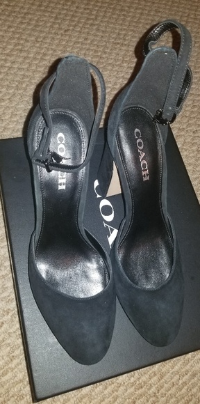Suede Coach Platform Heels - Picture 1 of 4